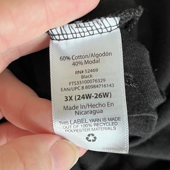 Terra & Sky Women's Long Sleeve Top Lot of 2 3X Black Yellow Loungewear Casual - Picture 8 of 8